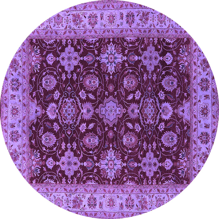 Round Machine Washable Oriental Purple Industrial Area Rugs, wshurb1601pur