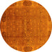 Round Oriental Yellow Industrial Rug, urb1602yw