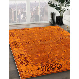 Machine Washable Industrial Modern Neon Orange Rug in a Family Room, wshurb1602