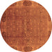 Round Oriental Brown Industrial Rug, urb1602brn