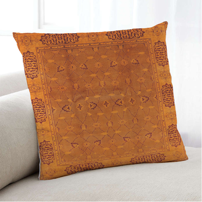 Lifestyle Image of Mid-Century Modern Urban Square Neon Orange Throw Pillow, 18 inch by 18 inch, pwurb1602