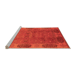 Sideview of Machine Washable Oriental Orange Industrial Area Rugs, wshurb1602org
