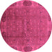 Round Machine Washable Oriental Purple Industrial Area Rugs, wshurb1602pur