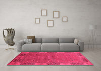 Machine Washable Oriental Pink Industrial Rug, wshurb1602pnk