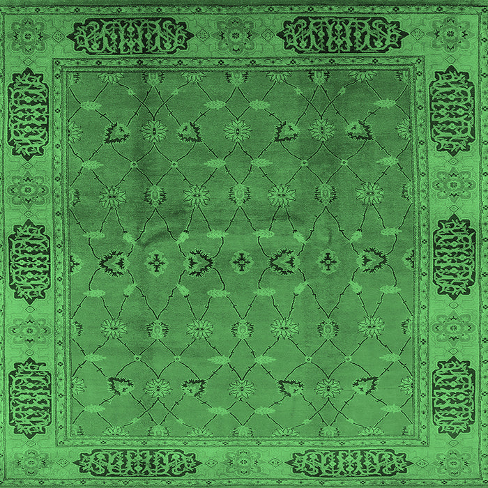Square Machine Washable Oriental Emerald Green Industrial Area Rugs, wshurb1602emgrn