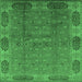 Square Machine Washable Oriental Emerald Green Industrial Area Rugs, wshurb1602emgrn