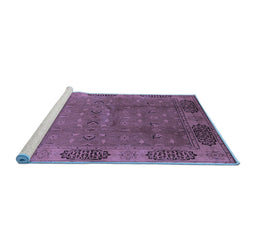 Sideview of Machine Washable Oriental Blue Industrial Rug, wshurb1602blu