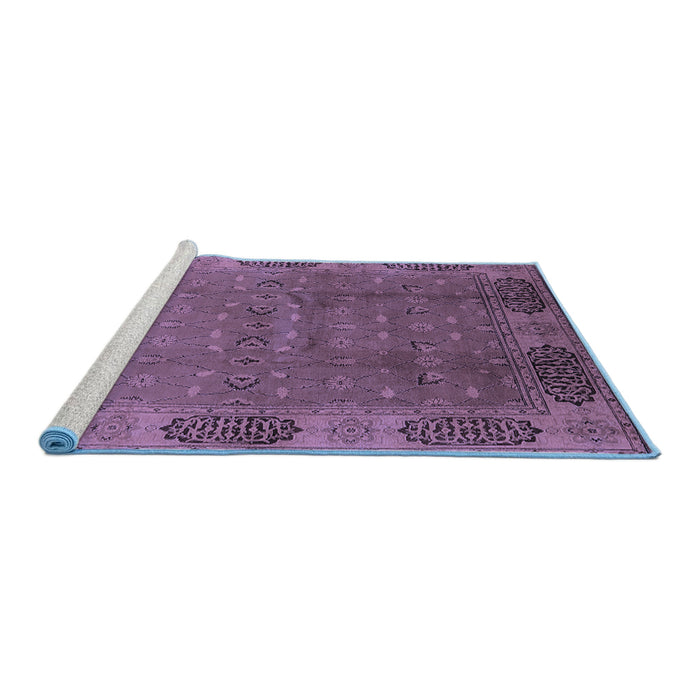 Sideview of Machine Washable Oriental Blue Industrial Rug, wshurb1602blu