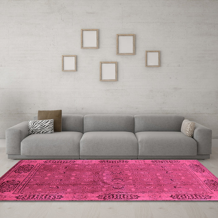 Machine Washable Oriental Purple Industrial Area Rugs in a Living Room, wshurb1602pur