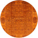 Round Machine Washable Industrial Modern Neon Orange Rug, wshurb1602