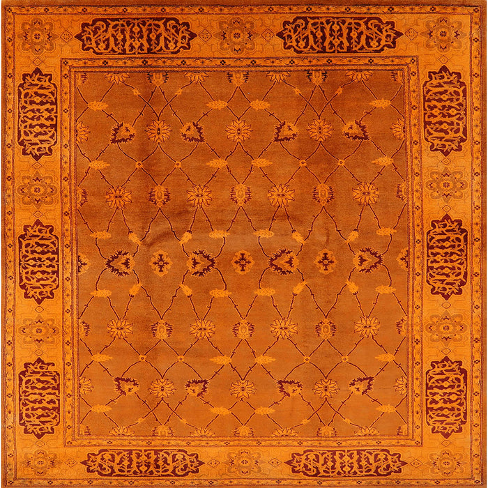 Square Machine Washable Industrial Modern Neon Orange Rug, wshurb1602