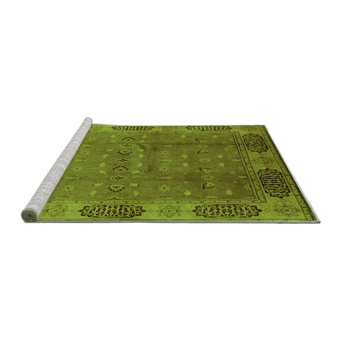 Sideview of Machine Washable Oriental Green Industrial Area Rugs, wshurb1602grn