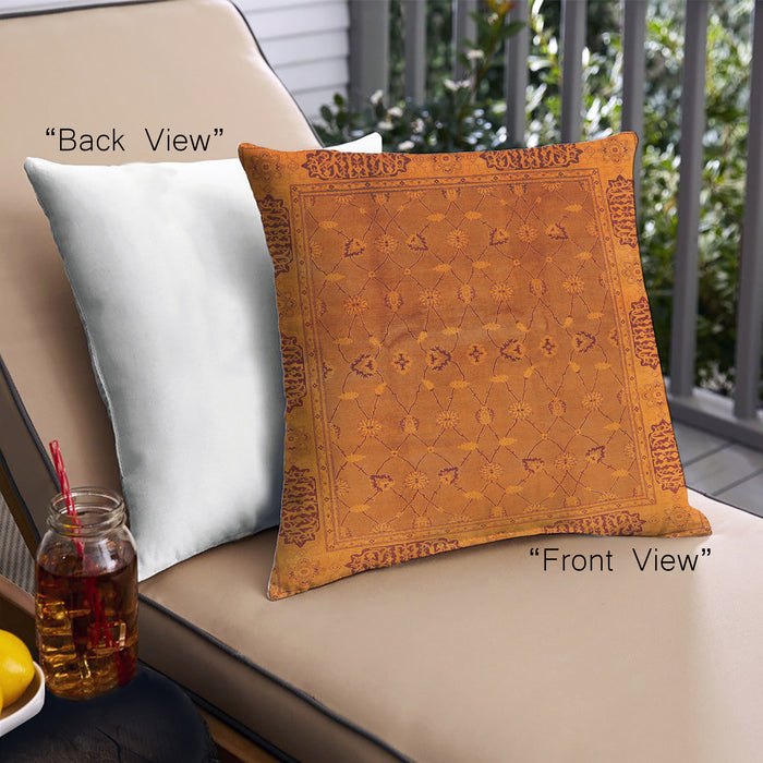Front View of Mid-Century Modern Urban Square Neon Orange Throw Pillow, 18 inch by 18 inch, pwurb1602