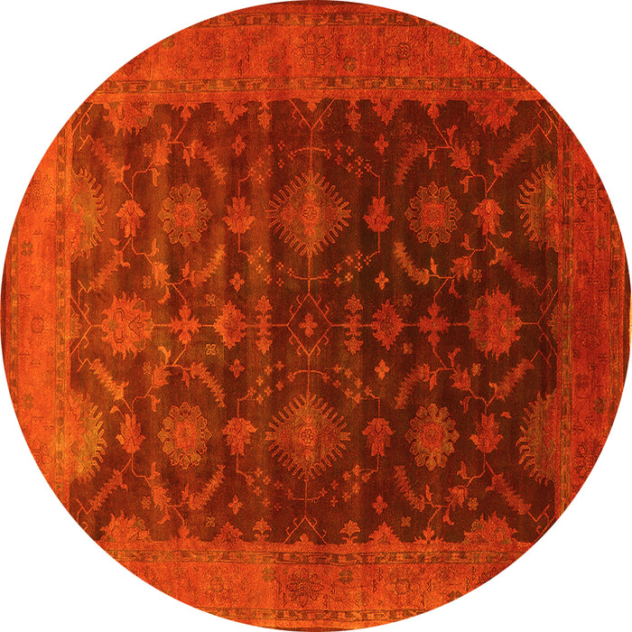 Round Oriental Yellow Industrial Rug, urb1603yw
