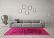 Machine Washable Oriental Pink Industrial Rug in a Living Room, wshurb1603pnk