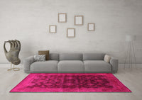 Machine Washable Oriental Pink Industrial Rug, wshurb1603pnk