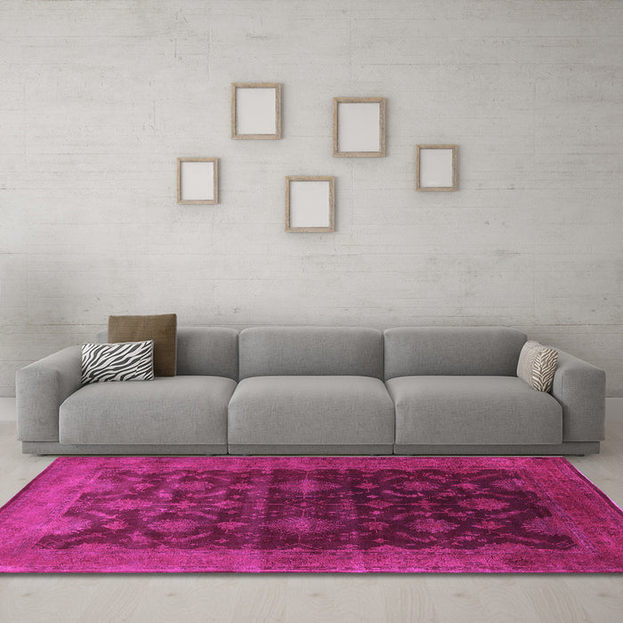 Machine Washable Oriental Purple Industrial Area Rugs in a Living Room, wshurb1603pur