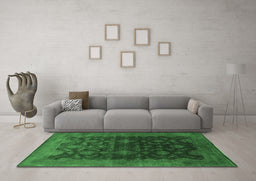 Machine Washable Oriental Emerald Green Industrial Area Rugs in a Living Room,, wshurb1603emgrn