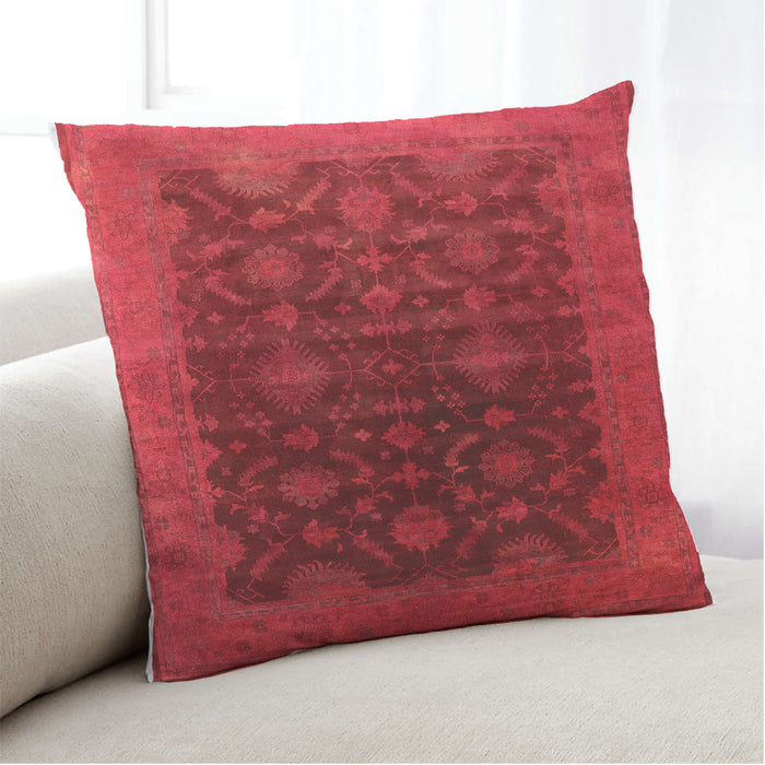 Lifestyle Image of Mid-Century Modern Urban Square Red Throw Pillow, 18 inch by 18 inch, pwurb1603