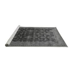 Sideview of Machine Washable Oriental Gray Industrial Rug, wshurb1603gry