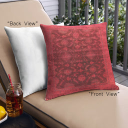 Front View of Mid-Century Modern Urban Square Red Throw Pillow, 18 inch by 18 inch, pwurb1603
