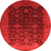 Round Machine Washable Oriental Orange Industrial Area Rugs, wshurb1603org