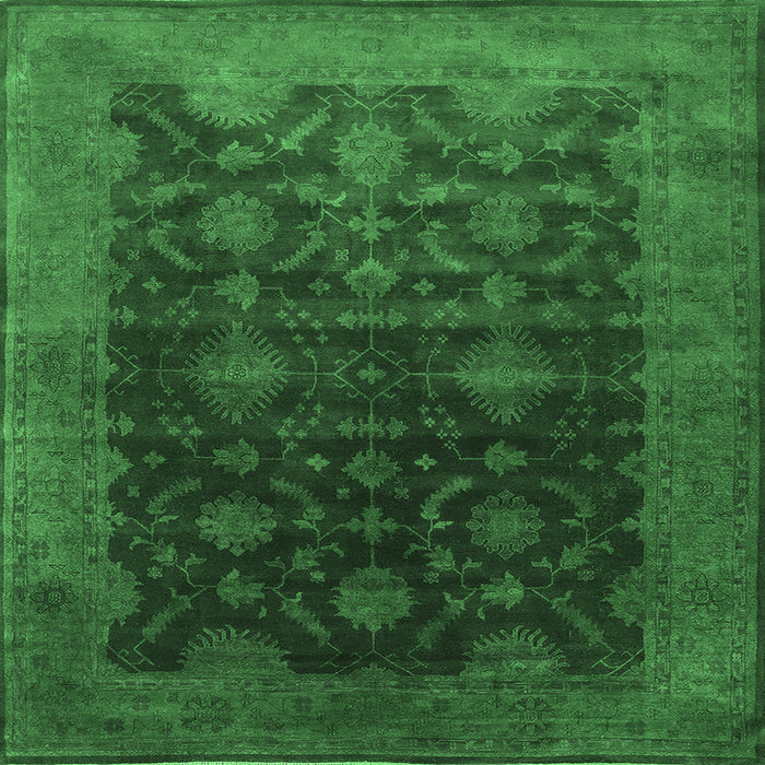Square Machine Washable Oriental Emerald Green Industrial Area Rugs, wshurb1603emgrn