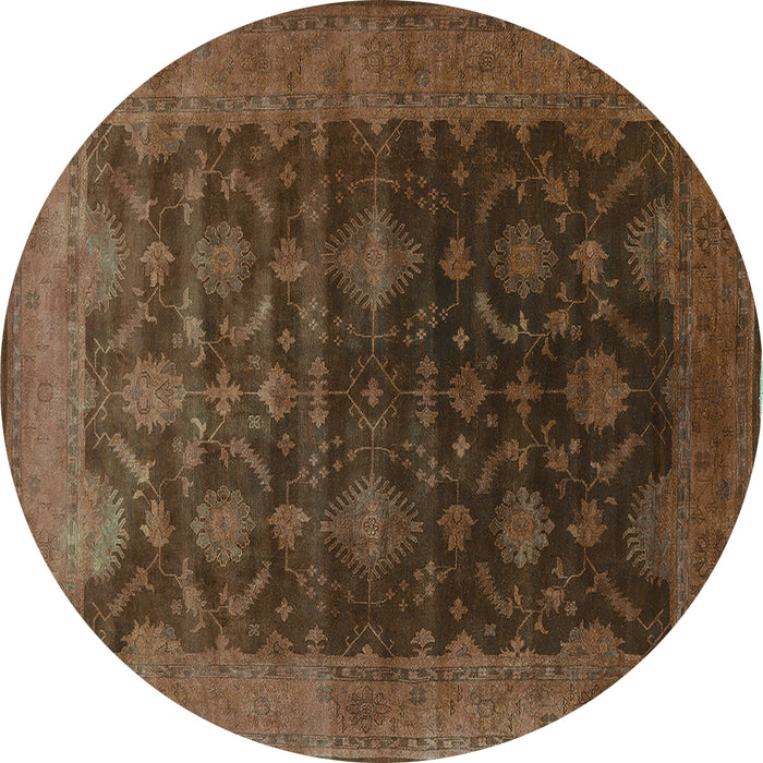 Round Oriental Turquoise Industrial Rug, urb1603turq