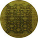 Round Oriental Green Industrial Rug, urb1603grn