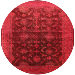 Round Mid-Century Modern Red Oriental Rug, urb1603