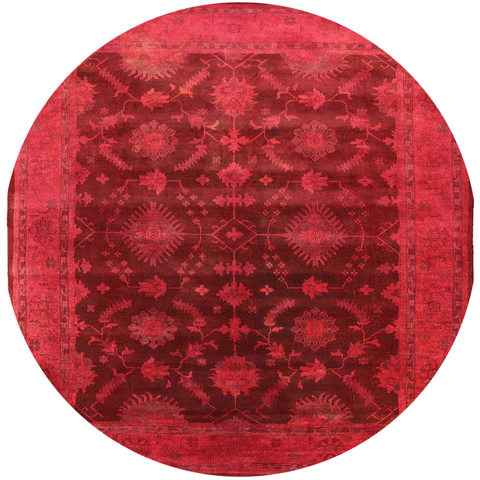 Round Mid-Century Modern Red Oriental Rug, urb1603