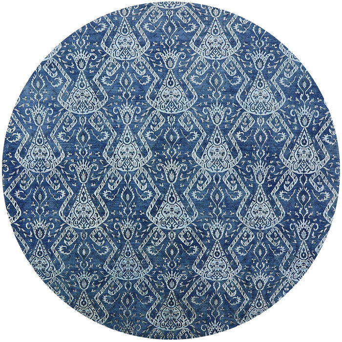 Round Mid-Century Modern Blue Oriental Rug, urb1604