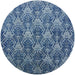 Round Mid-Century Modern Blue Oriental Rug, urb1604