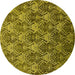 Round Oriental Yellow Industrial Rug, urb1604yw