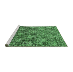Sideview of Machine Washable Oriental Emerald Green Industrial Area Rugs, wshurb1604emgrn