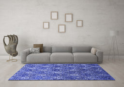 Machine Washable Oriental Blue Industrial Rug in a Living Room, wshurb1604blu