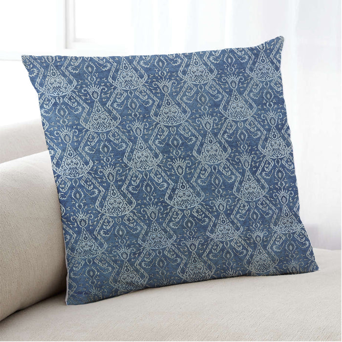 Lifestyle Image of Mid-Century Modern Urban Square Lapis Blue Throw Pillow, 18 inch by 18 inch, pwurb1604