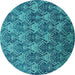 Round Oriental Turquoise Industrial Rug, urb1604turq