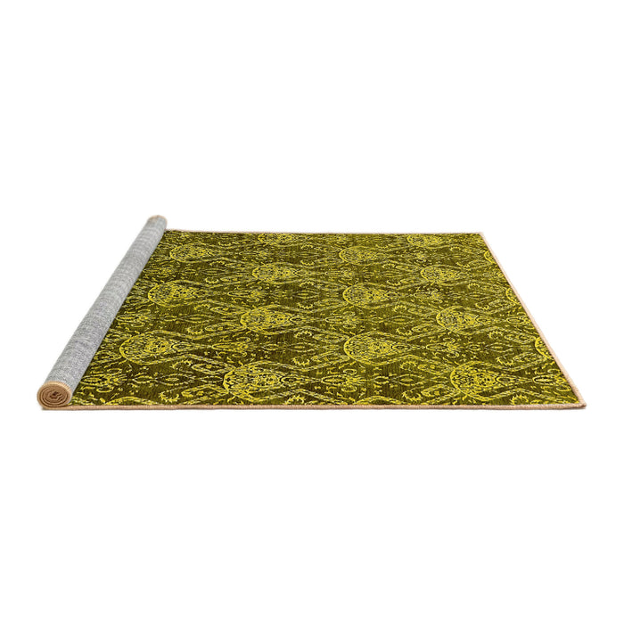 Sideview of Machine Washable Oriental Yellow Industrial Rug, wshurb1604yw