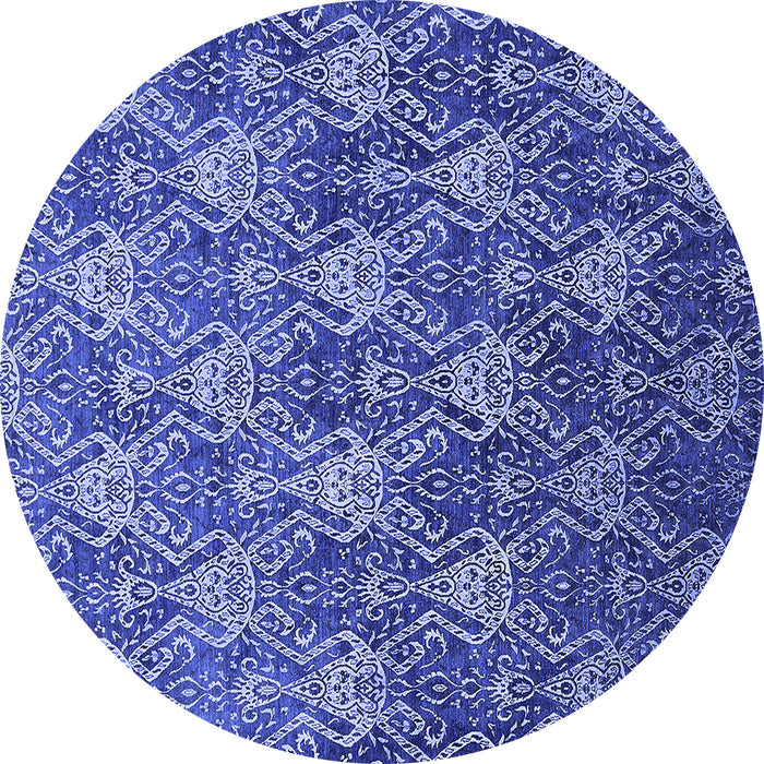 Round Oriental Blue Industrial Rug, urb1604blu