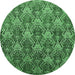 Round Oriental Emerald Green Industrial Rug, urb1604emgrn