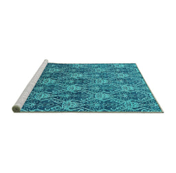 Sideview of Machine Washable Oriental Turquoise Industrial Area Rugs, wshurb1604turq