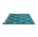 Sideview of Machine Washable Oriental Turquoise Industrial Area Rugs, wshurb1604turq