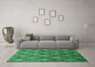 Machine Washable Oriental Green Industrial Area Rugs in a Living Room,, wshurb1604grn