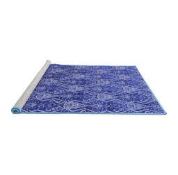 Sideview of Machine Washable Oriental Blue Industrial Rug, wshurb1604blu