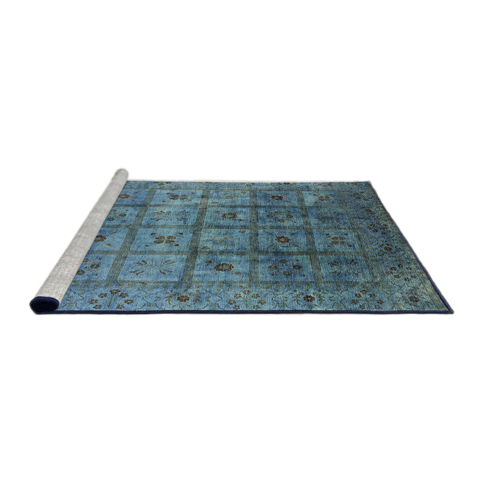 Sideview of Machine Washable Industrial Modern Greenish Blue Green Rug, wshurb1605