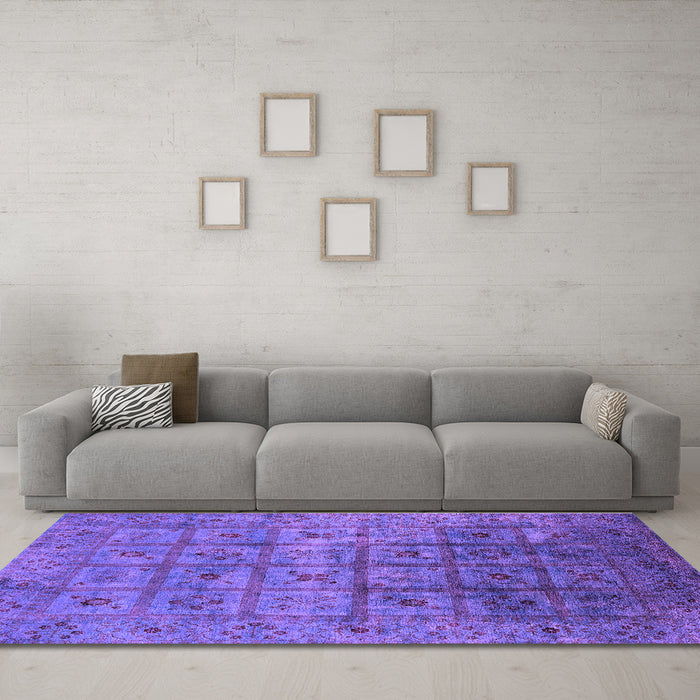 Machine Washable Oriental Purple Industrial Area Rugs in a Living Room, wshurb1605pur