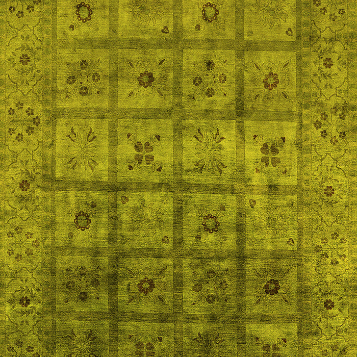Machine Washable Oriental Yellow Industrial Rug, wshurb1605yw