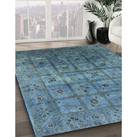 Mid-Century Modern Greenish Blue Green Oriental Rug, urb1605