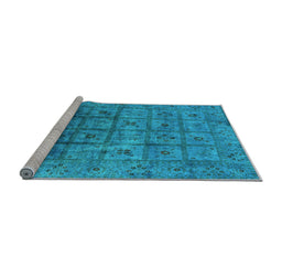 Sideview of Machine Washable Oriental Light Blue Industrial Rug, wshurb1605lblu